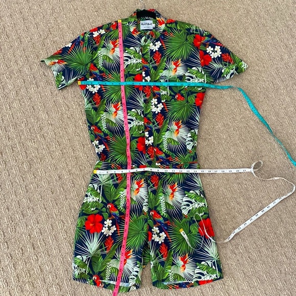 Romper Jack Men’s Tropical Hawaiian Floral One Piece Romper Jumpsuit Set sz S - Picture 11 of 13